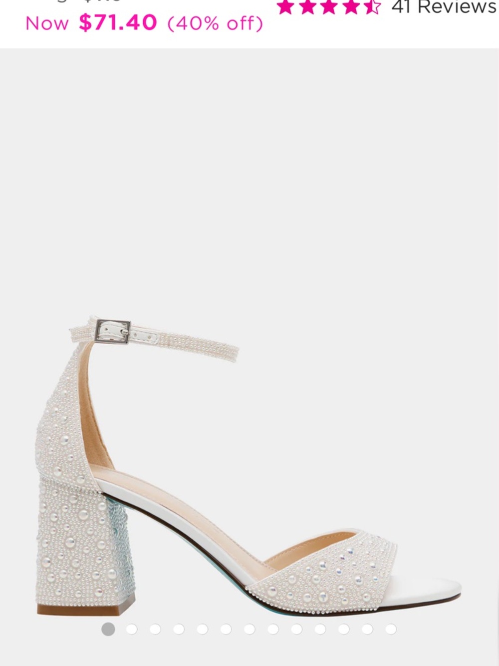 Betsey Johnson White Pearl & Rhinestone Block Heel Sandal